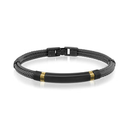 18K Gold Accent Matte Black Bangle