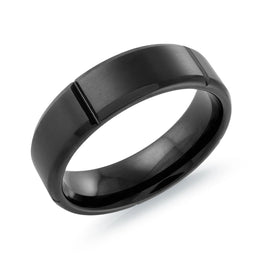 Black Grooved Steel Ring