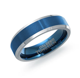 Blue Dual-Finish Tungsten Ring