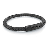 Checkered Clasp Leather Bracelet