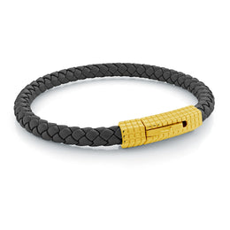 Checkered Clasp Leather Bracelet