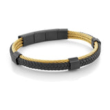 Dual Weave Leather & Cable Bracelet