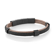 Dual Weave Leather & Cable Bracelet