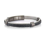 Dual Weave Leather & Cable Bracelet