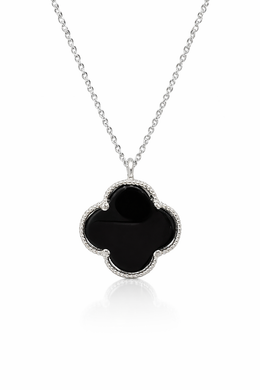 Black Clover Pendant Necklace – Sterling Silver 925