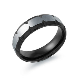 7MM Black-Ip Etched Steel Ring
