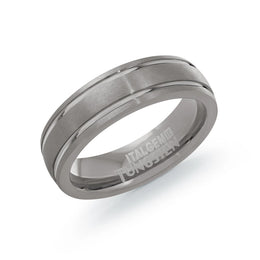Striped Tungsten Ring
